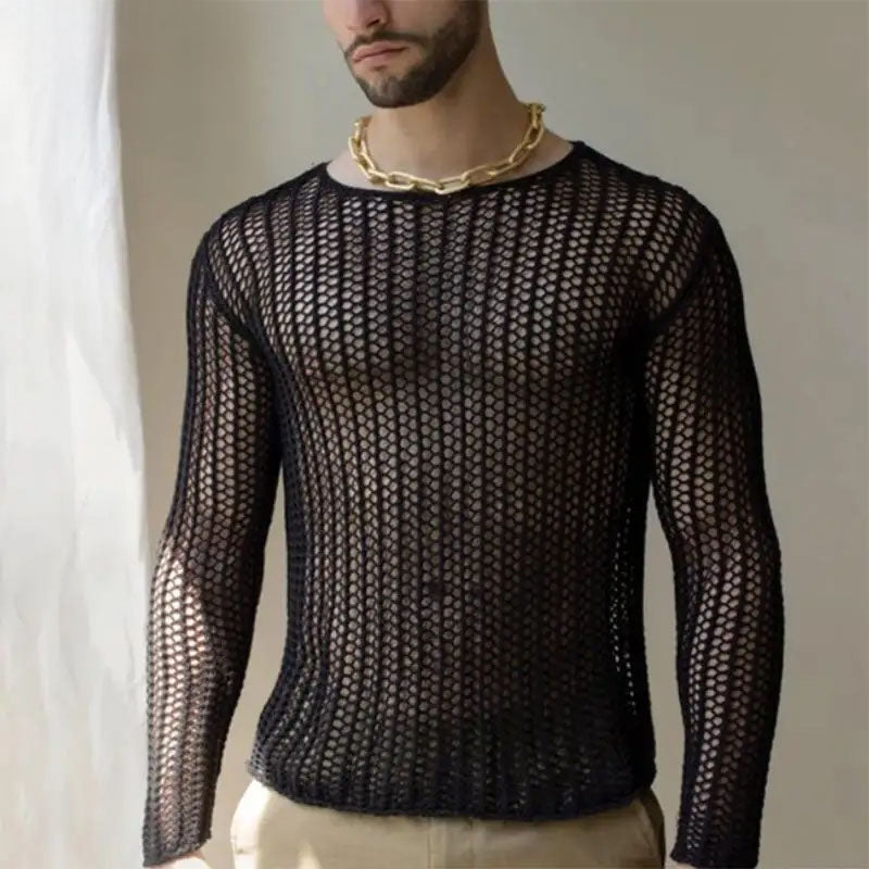 Breathable Open-Knit Mesh Shirt