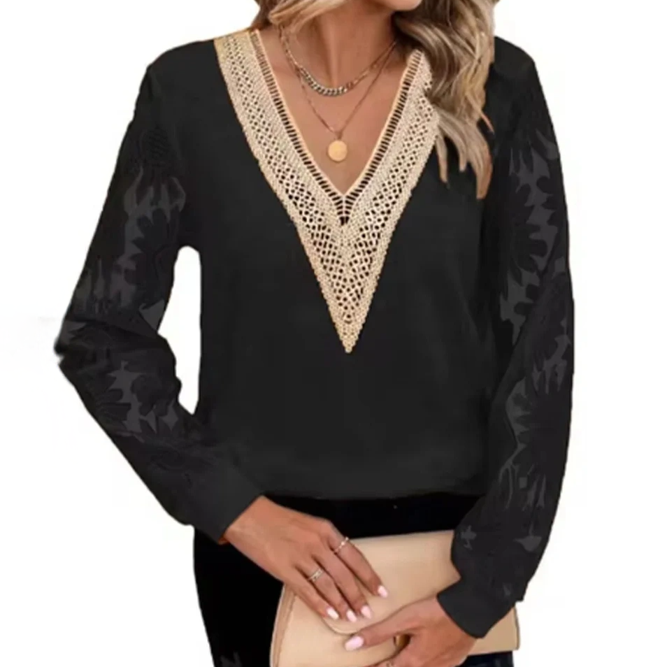 Lizzy Lace Long Sleeve V-Neck Sweater