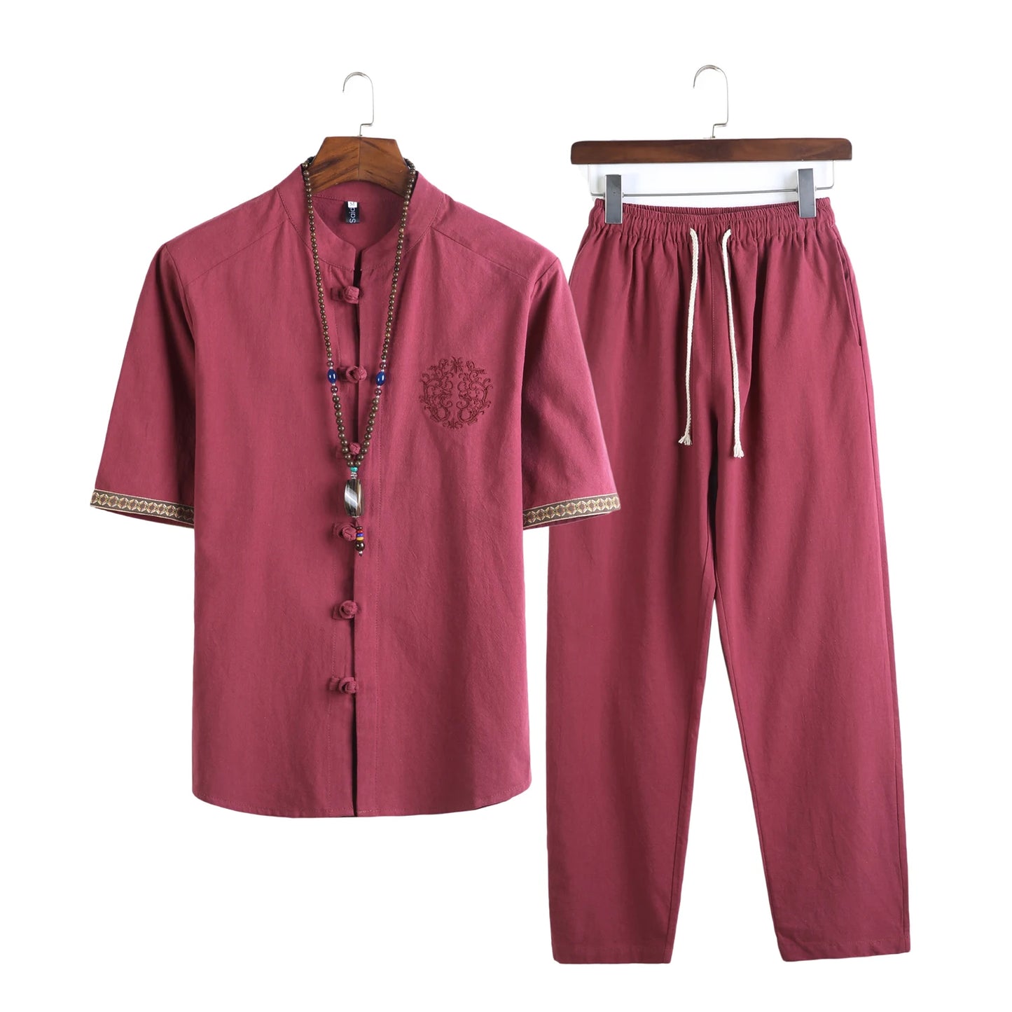 Jian Cotton Blend Summer Shirt Pants Set