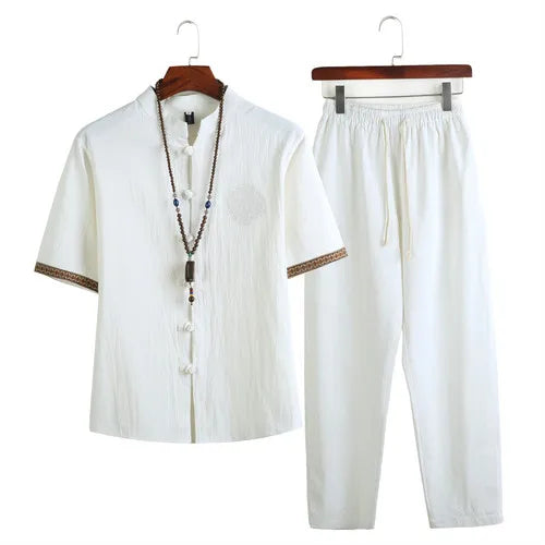 Jian Cotton Blend Summer Shirt Pants Set