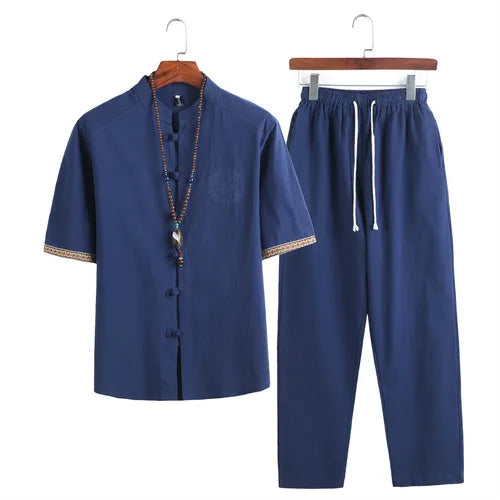 Jian Cotton Blend Summer Shirt Pants Set