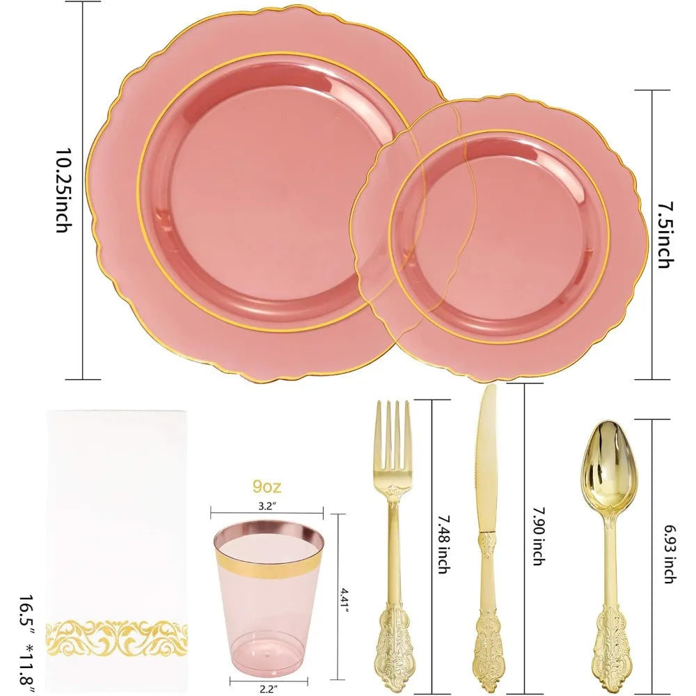 210Pcs Plastic Dinnerware Set