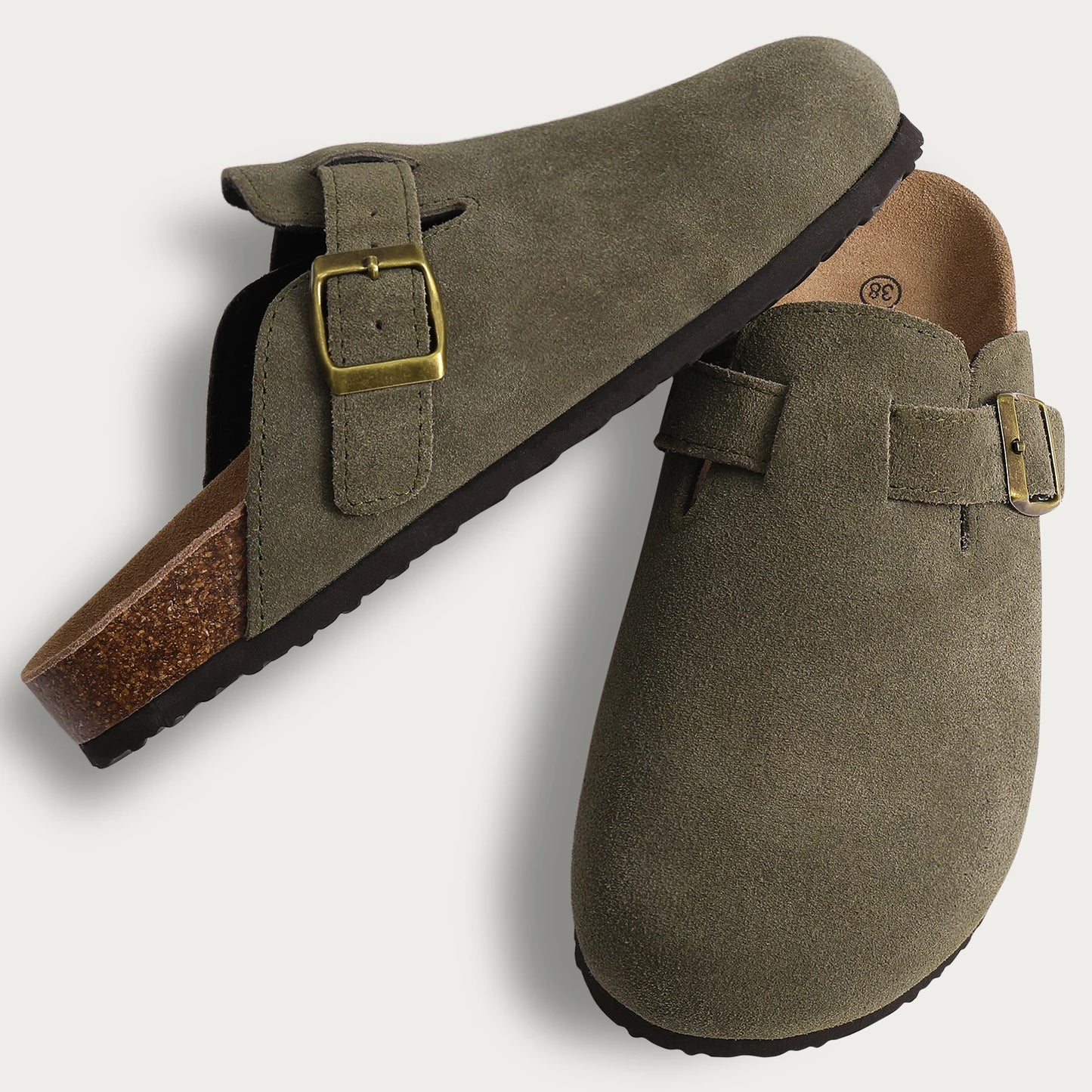 Lizzy Suede Clogs Sandals With Arch Support