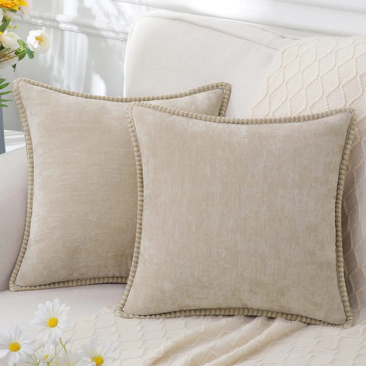 Plush Chenille Decorative Pillow Cover