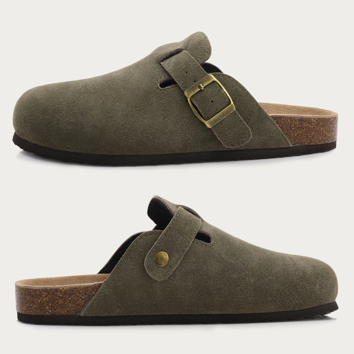 Lizzy Suede Clogs Sandals With Arch Support