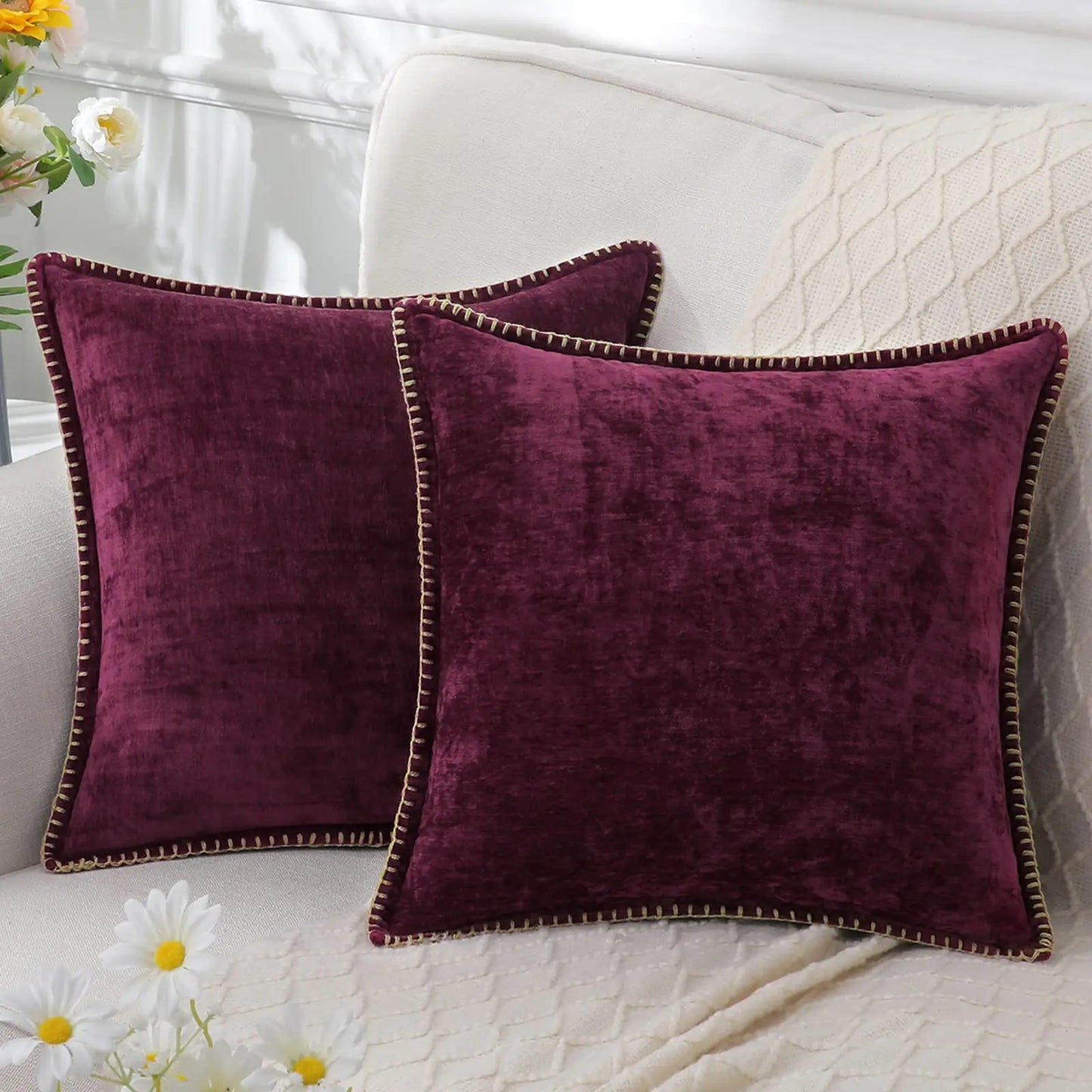 Plush Chenille Decorative Pillow Cover