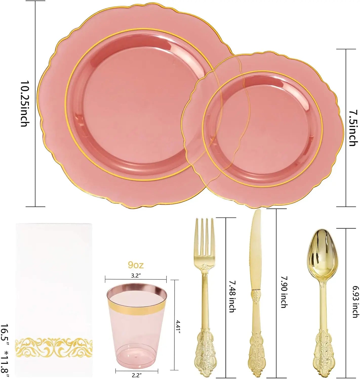 210Pcs Plastic Dinnerware Set