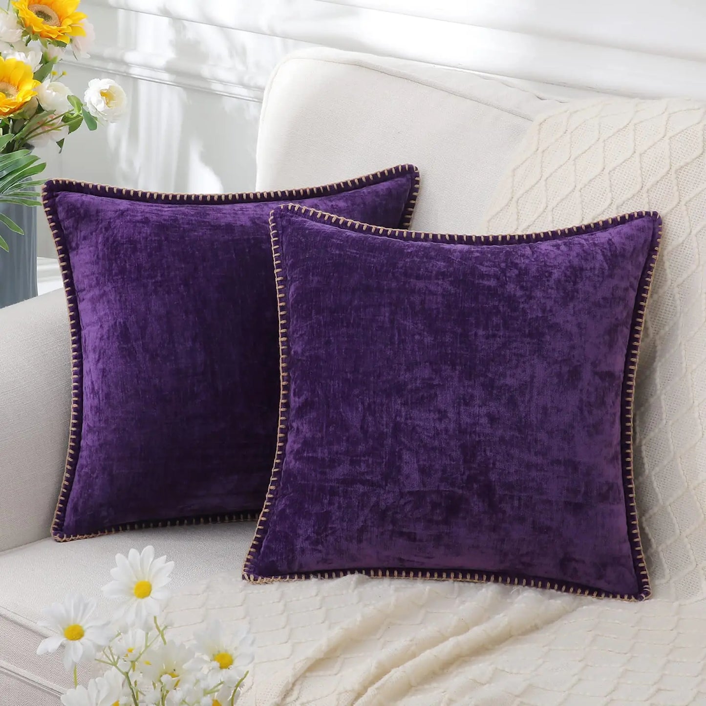 Plush Chenille Decorative Pillow Cover