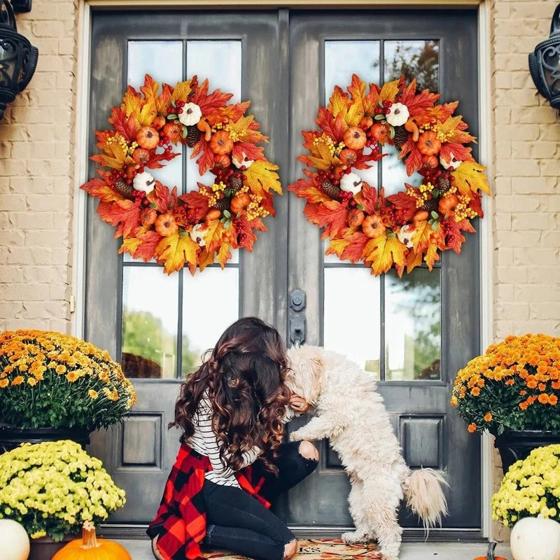 Autumn Holiday Thanksgiving Door Wreath Decor