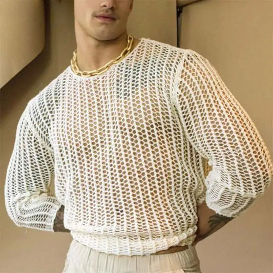 Breathable Open-Knit Mesh Shirt