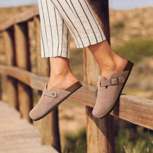 Lizzy Suede Clogs Sandals With Arch Support