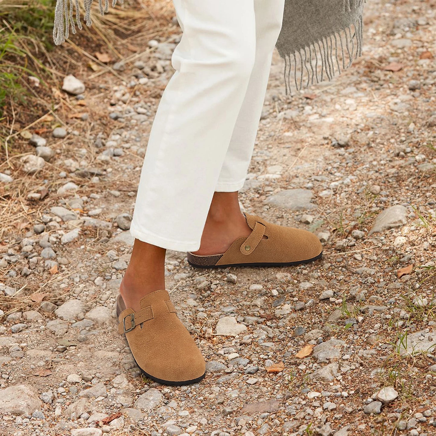 Lizzy Suede Clogs Sandals With Arch Support
