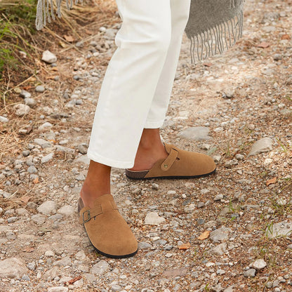 Lizzy Suede Clogs Sandals With Arch Support