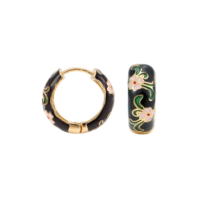 Floral Enamel Hoop Earrings