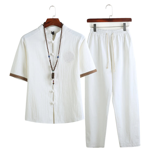 Jian Cotton Blend Summer Shirt Pants Set