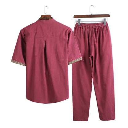 Jian Cotton Blend Summer Shirt Pants Set