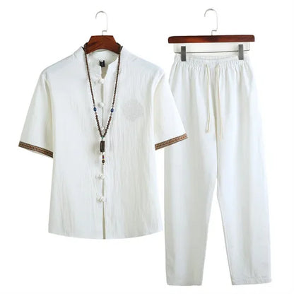 Jian Cotton Blend Summer Shirt Pants Set