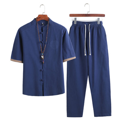 Jian Cotton Blend Summer Shirt Pants Set