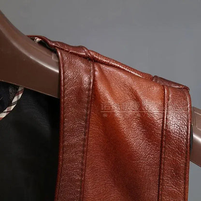 Brock Multi-Pocket Leather Motorcycle Vest