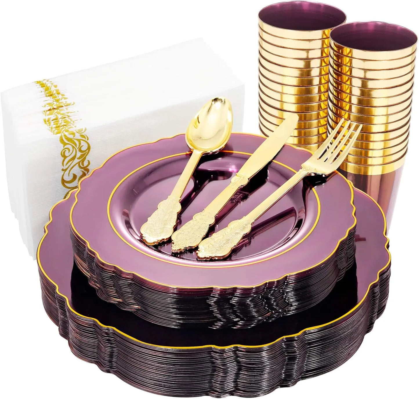 210Pcs Plastic Dinnerware Set