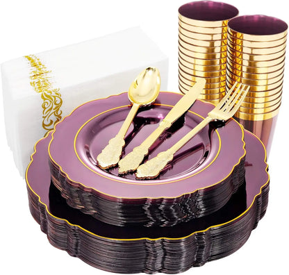210Pcs Plastic Dinnerware Set