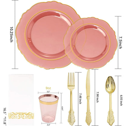 210Pcs Plastic Dinnerware Set