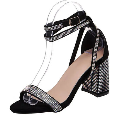 Rhinestone Open-Toe Heels