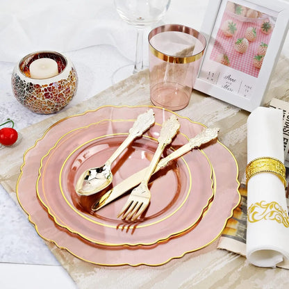 210Pcs Plastic Dinnerware Set