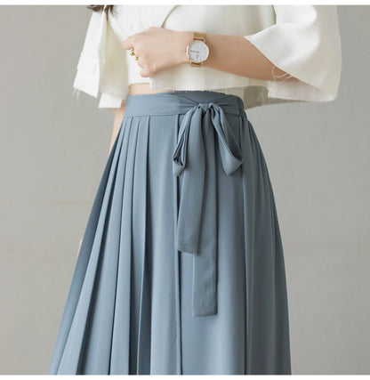 Pleated Chiffon Wide Leg Pants