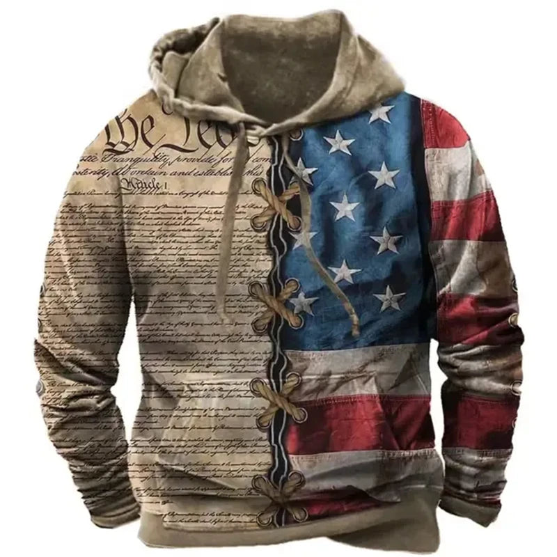 BoldMan US Flag 3D Print Hoodie Sweatshirt