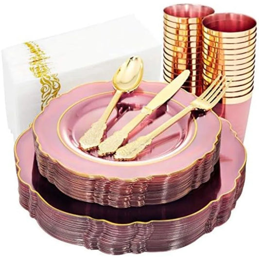 210Pcs Plastic Dinnerware Set