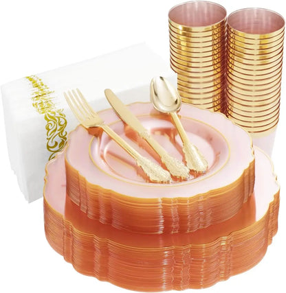 210Pcs Plastic Dinnerware Set