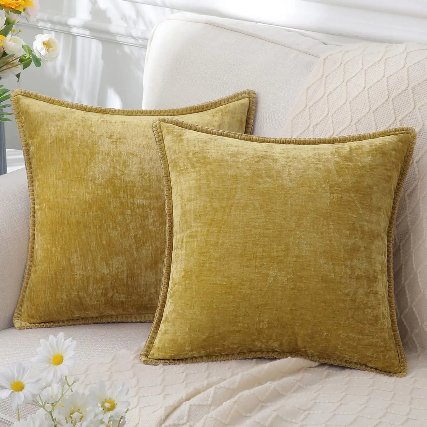 Plush Chenille Decorative Pillow Cover