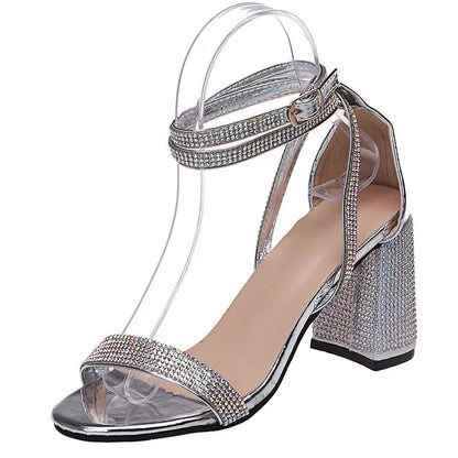 Rhinestone Open-Toe Heels