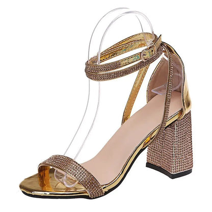 Rhinestone Open-Toe Heels